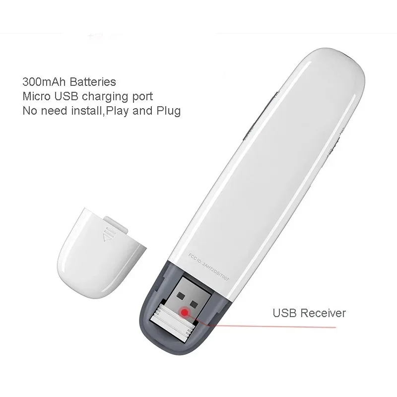 USB قابلة لإعادة الشحن لاسلكية ليزر ، قلم تحكم عن بعد مع مؤشر ليزر أحمر ، RF Pointer PPT Clicker