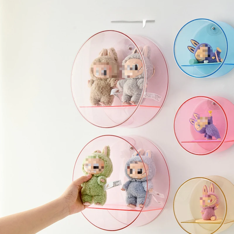 Round Wall-Mounted Display Box With No-Drill Design, Dustproof Storage Box For Blind Boxes, Figurines, And Collectibles