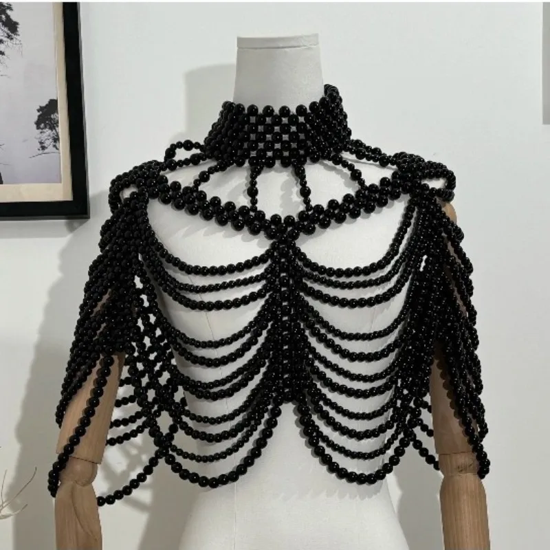 

Woman Body Jewelry Europe And The United States Cross-Border Handmade Pearl Multilayer Sexy Wedding Dress Shawl
