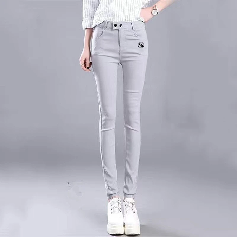 Celana jeans golf musim panas wanita, celana pendek golf elastis kualitas tinggi, celana lurus golf nyaman ramping pinggang tinggi modis