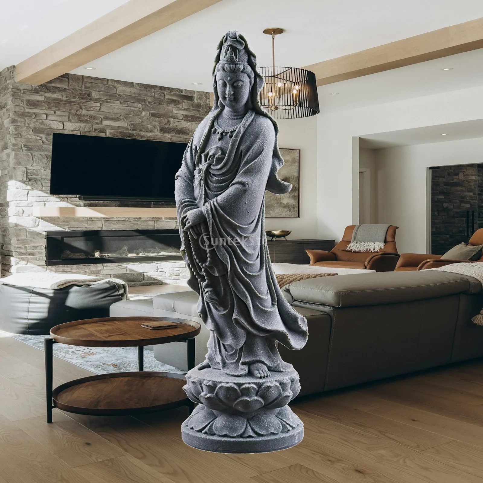 Decorative Guan Yin Statue Resin Craft Ornament for Feng Shui Home Bedroom Tabletop Room Decoration