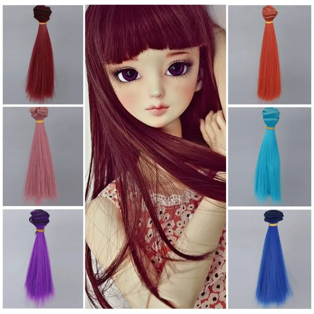 Synthetic Black Heat Resistant Fiber Hair Accessories Brown Doll Wig Straight Hair Wig Kids Toys Tresses Hairs Hair Extension