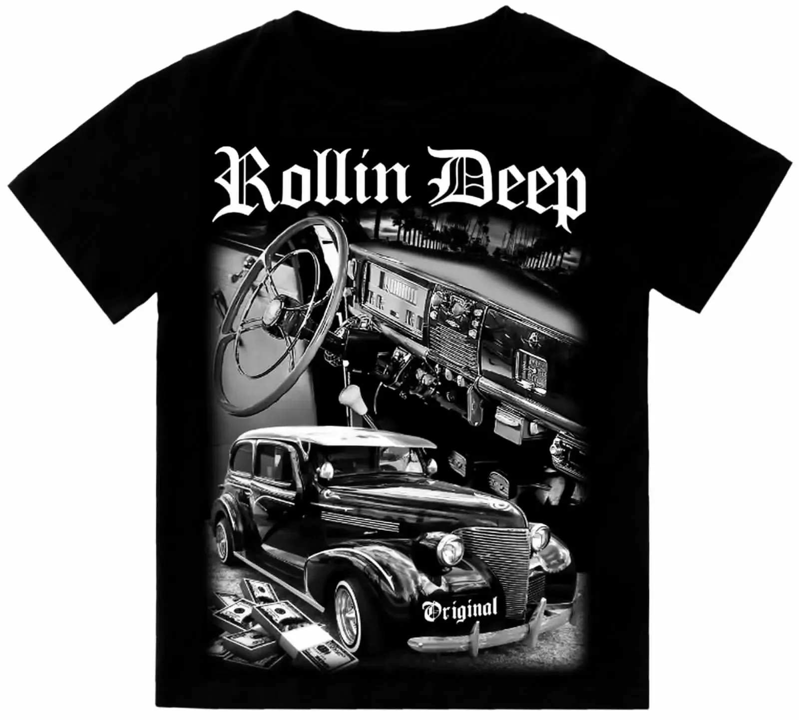 Rollin Deep Low Rider Cruising T-Shirt Print On Shaka Wear Heavyweight Tee