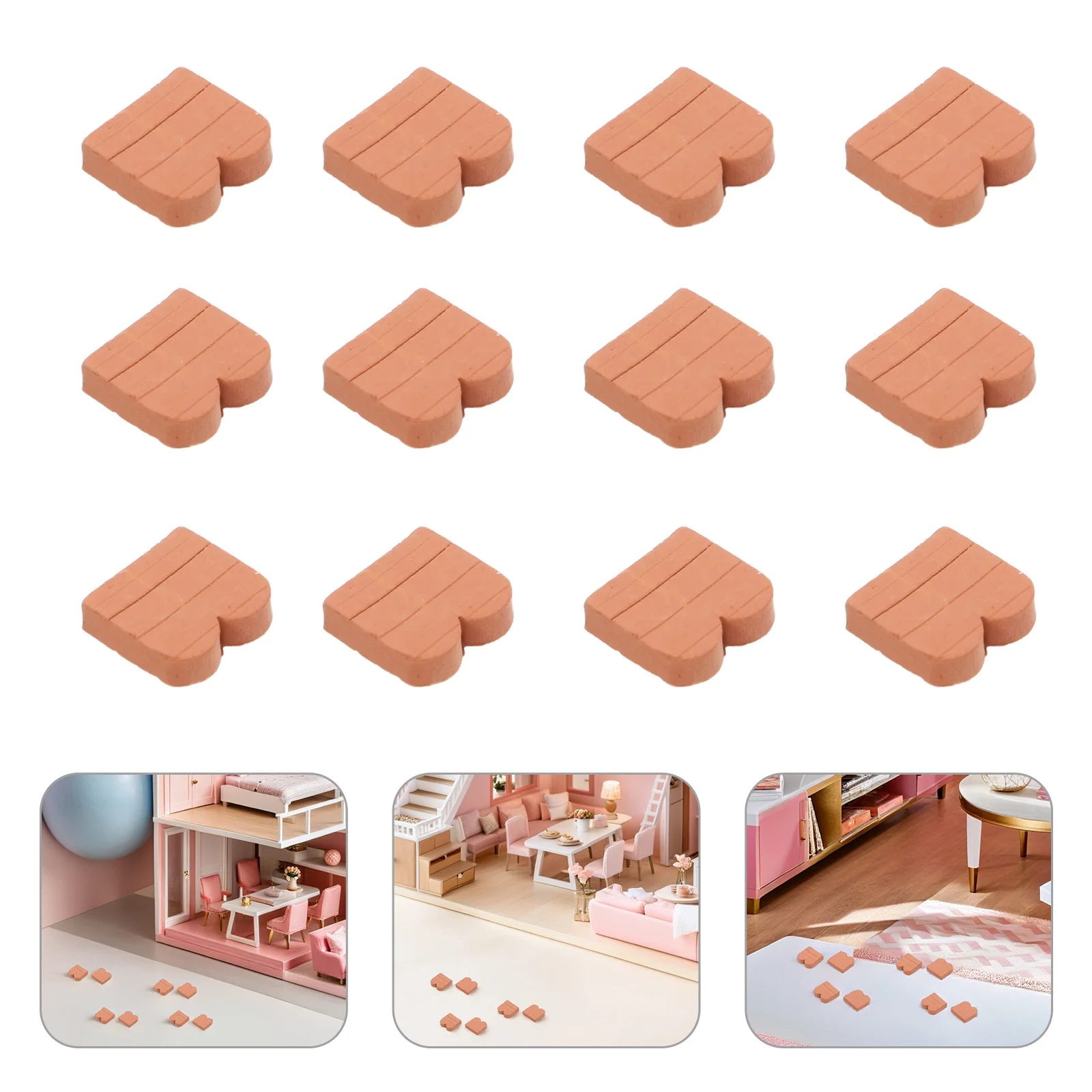 

40Pcs Miniature Wave Shape Roof Tiles Clay Durable 1:16 Scale Realistic DIY Dollhouse Landscaping Accessories Brown