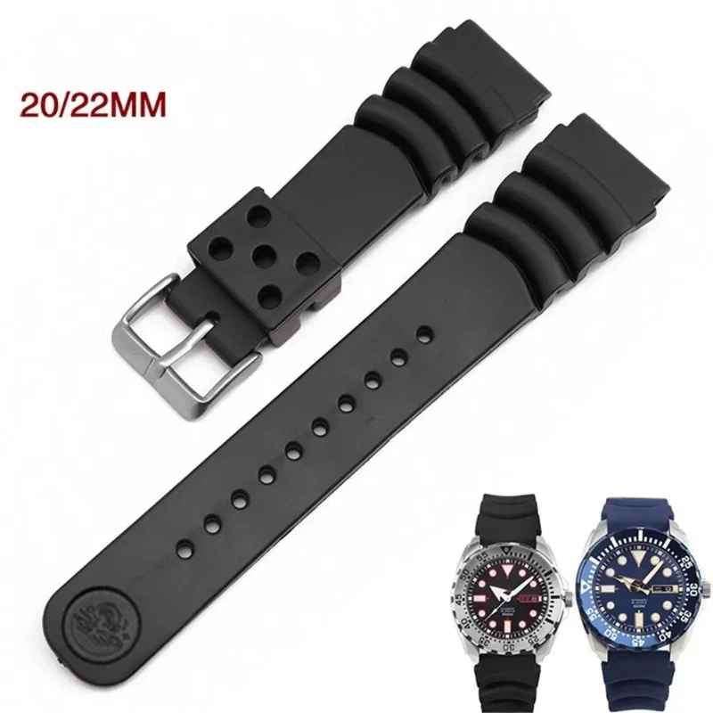 Bracelet en Silicone pour montre Seiko, 18mm, 20mm, 22mm, pour hommes et femmes, sport, étanche, plongée, en caoutchouc, accessoires