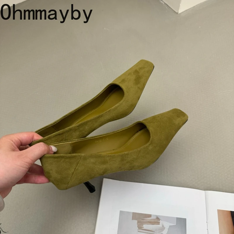 

Sexy Square Toe Thin Heel Women Office Pumps Shallow Slip On Party Dress Shoes 2026 New Spring Autumn Commuter Footwear