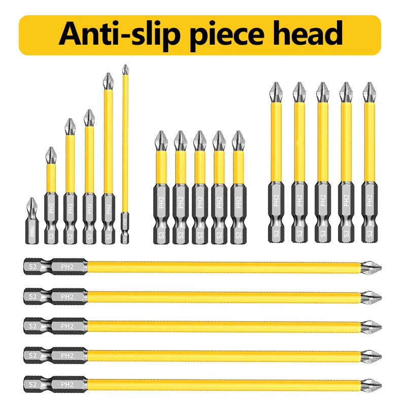 Anti-Slip and Shock-Proof Bits Screwdriver Bits High Hardness Strong Magnetic 25/50/65/70/90/150mm PH2 Screwdriver Set Bit