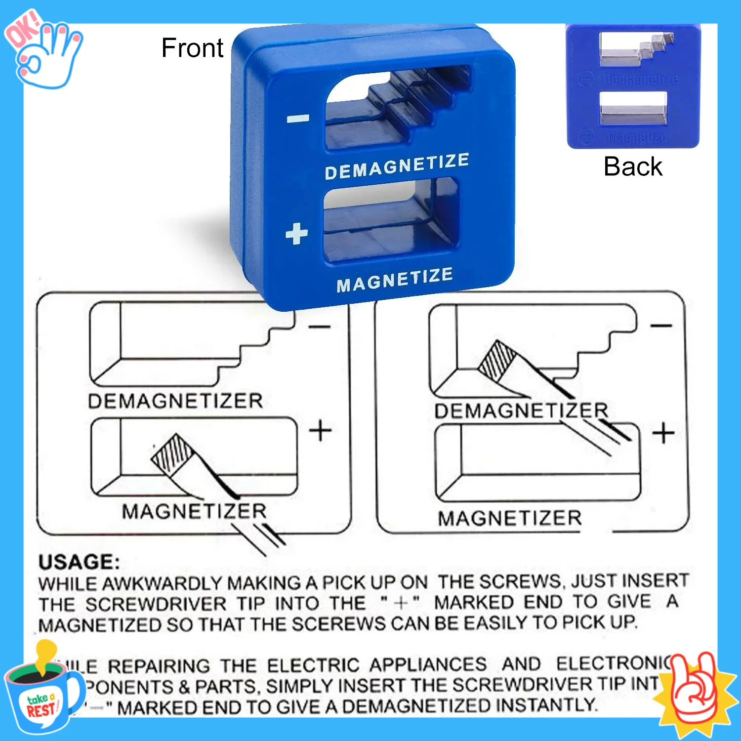 مفك براغي ممغنط عالي الجودة أداة إزالة المغناطيسية مفك براغي أزرق مفك مغناطيسي أداة مفك براغي #5