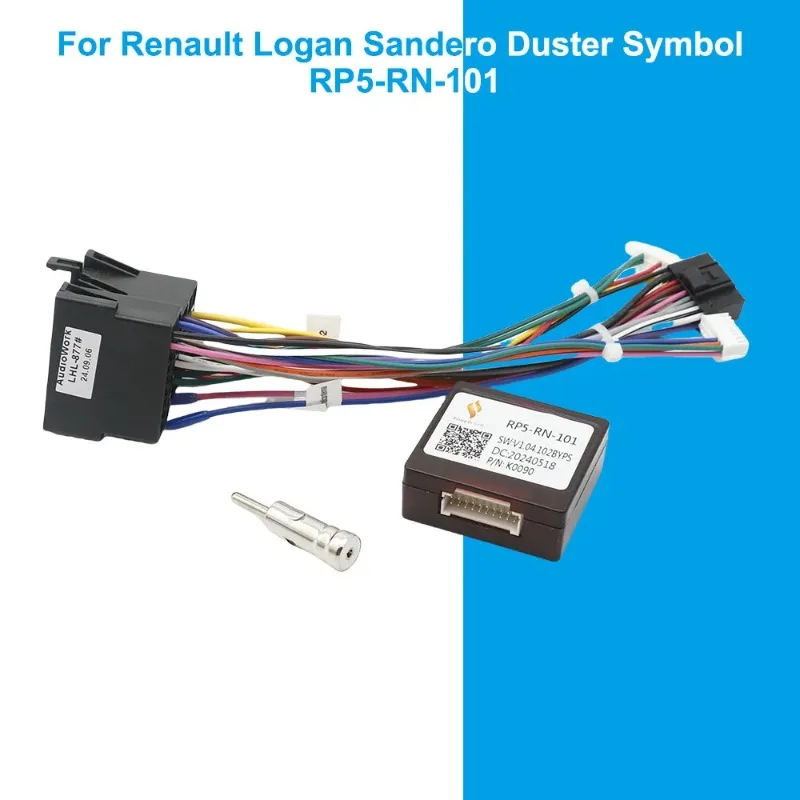 For Renault Logan Sandero Duster Symbol 16 Pin Wiring Harness Adapter Canbus Box Decoder Radio Power Cable RP5-RN-101