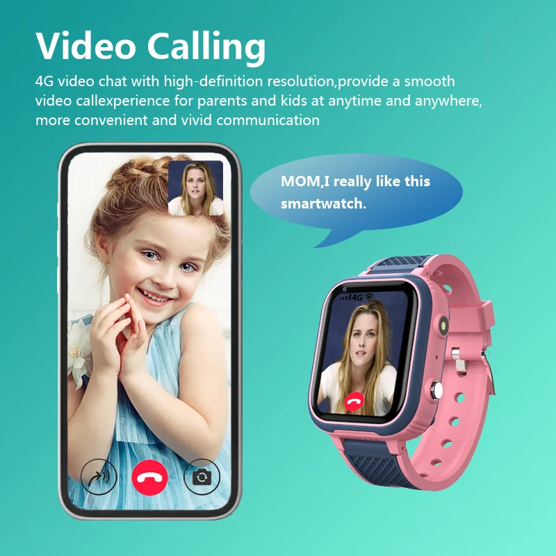 Kids 4G Smart Watch  GPS WIFI Video Call SOS IP65 Waterproof GPS WiFi LBS Location Phone call with Flashlight for boy girl Gift