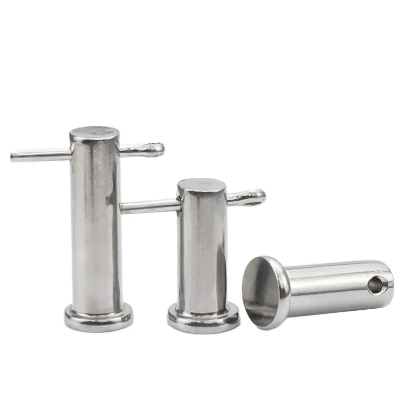 QINTIDES M10-M16 Clevis Pins With Head 304 Stainless Steel Shaft Flat Head With Hole M12 M14 Cylindrical Pin