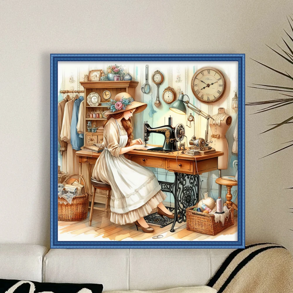 

Full Embroidery Eco-cotton Thread 11CT Printed Sewing Woman Cross Stitch Kit Art