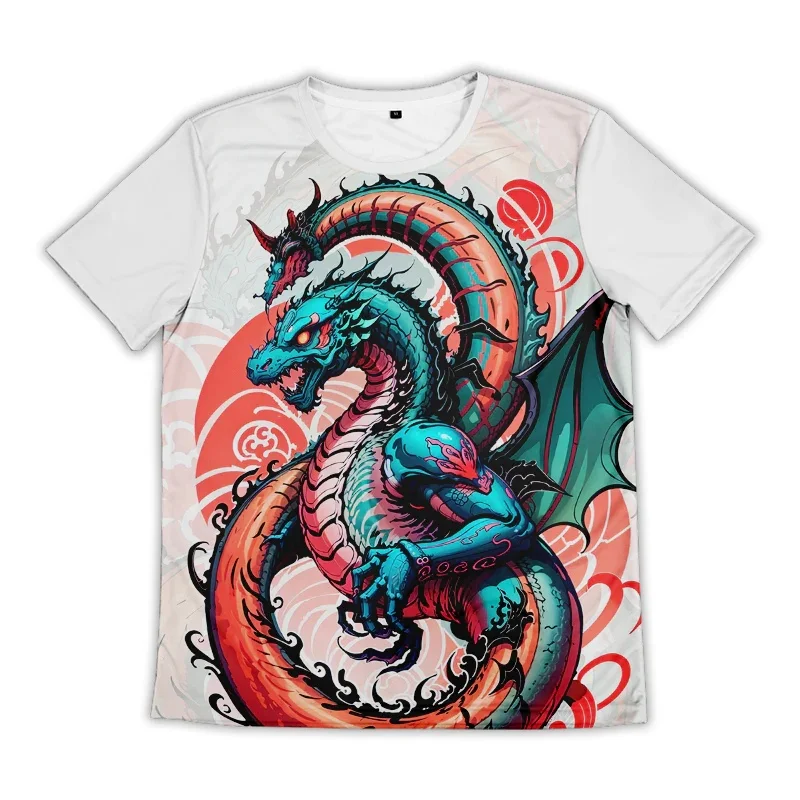 

3D Printed Colorful Artistic T Shirt For Men Snowman Dragon Pattern T-Shirts Summer Loose Short Sleeve Tees O-Neck Festival Tops