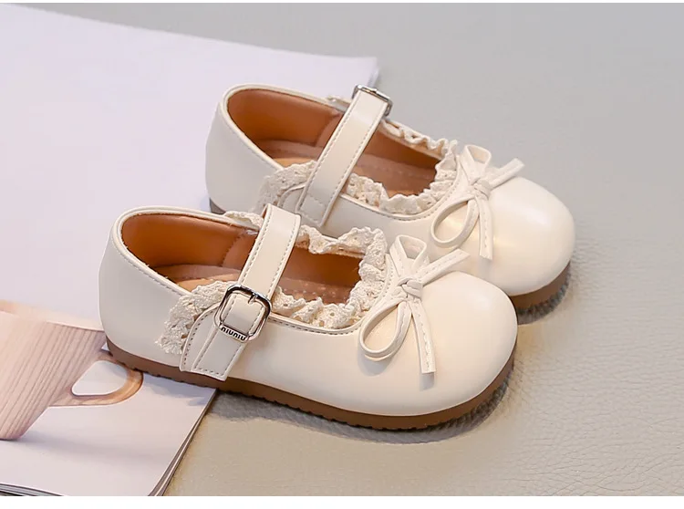 Mädchen Frühling Herbst Schleife Weiche Sohle PU-Lederschuhe Kinder Rutschfeste Spitzenbesatz Loafer Atmungsaktive Mary Jane Schuhe Kinder Freizeitschuhe – Detail 18