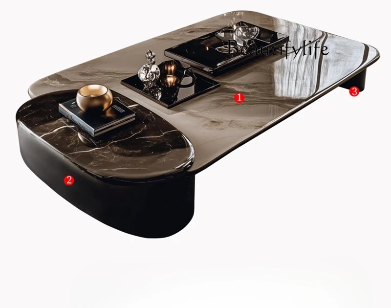 

Coffee table living room home high-end design tea table new high-end villa large flat coffee table room decoration accessories