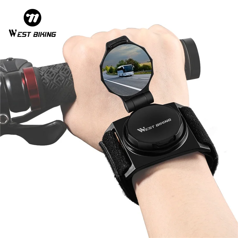 WEST BIKING Bicycle Rearview Mirror Collapsible Foldable Arm Wrist Mount Wide Vision Cycling Mirror Bike Accessories