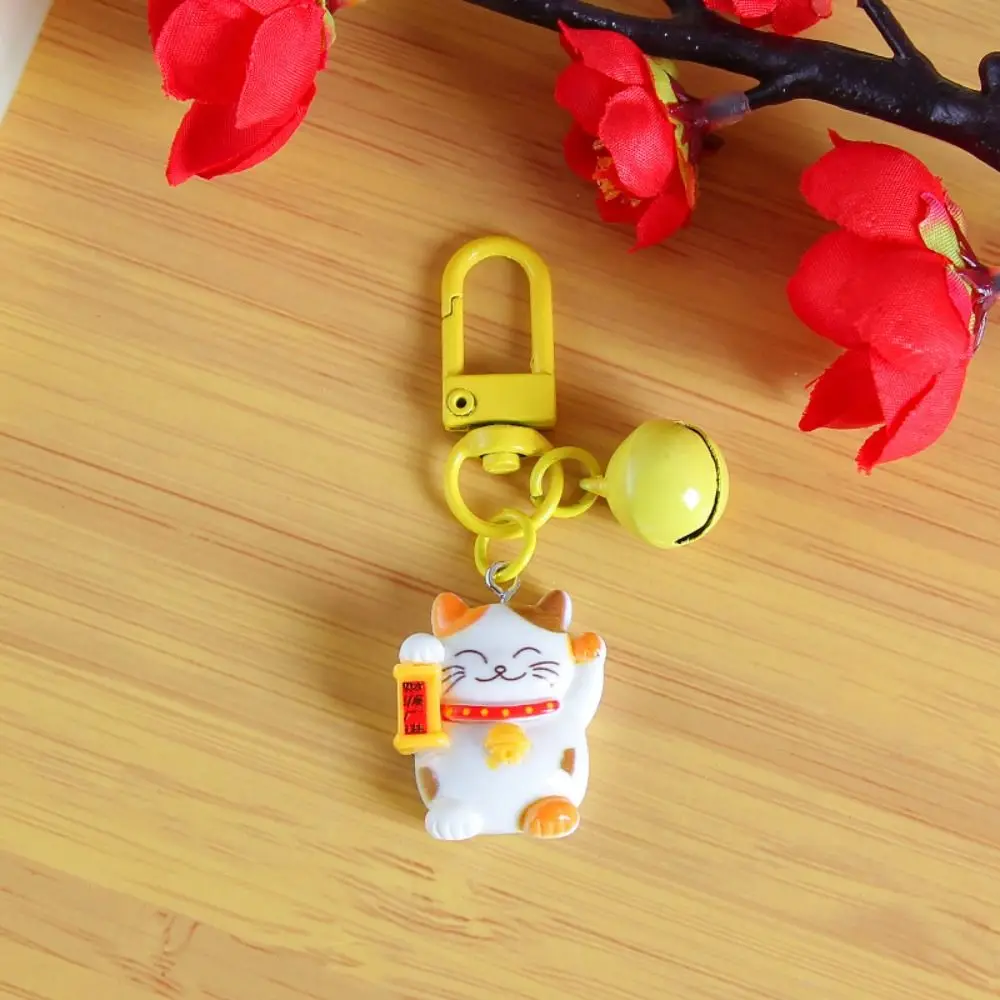 Cute Resin Plutus Cat Keychain Kawaii Colorful Maneki-neko Keyring Lucky Mini Fortune Cat Pendant Bag Hanging