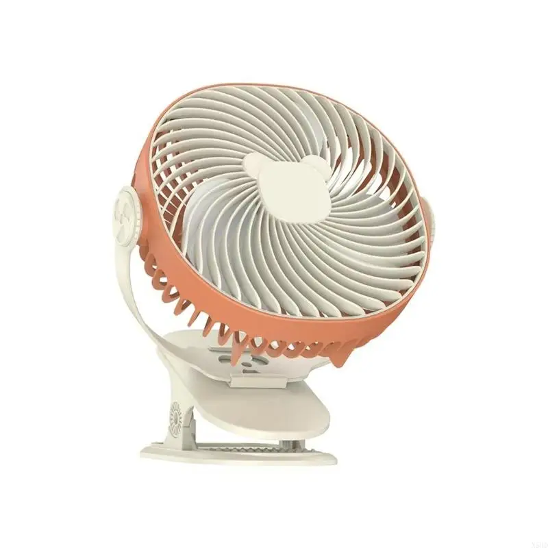 Ventilador Clip portátil con abrazadera fuerte, ventilador refrigeración silencioso recargable por USB 5 velocidades