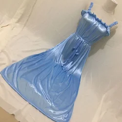 Robe de Nuit en Satin Brcorporelle pour Femme, Sexy, à Volants, Grande Taille