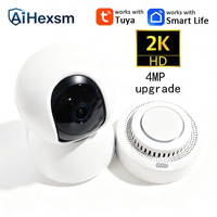 Tuya 85DB WiFi Smoke Detector Sensor Wireless Fire Alarm 4MP 400W WiFi Camera Automatic Tracking Night Vision Remote APP Control