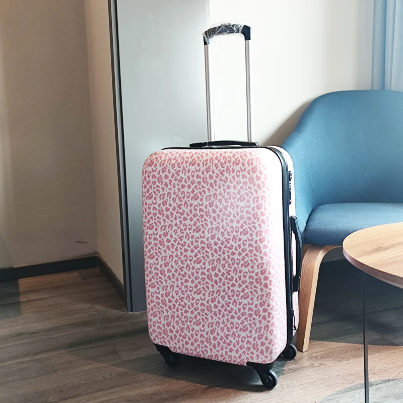 

Ultra light and hard travel case, trendy female boarding case, 20/24 inch luggage case, pink leopard print trolley case