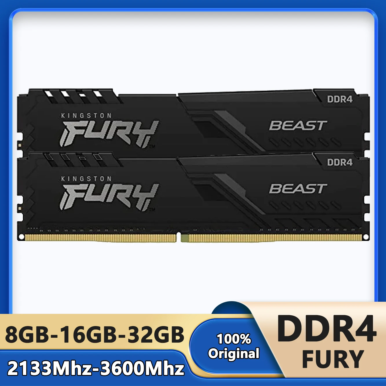 Kingston Fury Beast DDR4 8GB 16GB 32GB 3600 3200Mhz RAM PC Memory 288Pin XMP2.0 Heatsink For Desktop AMD or INTEL Motherboard