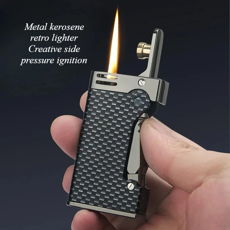 

Металлическая креативная ветрозащитная зажигалка с боковым давлением, персонализированный узор, модные аксессуары для курения, мужские деловые подарки