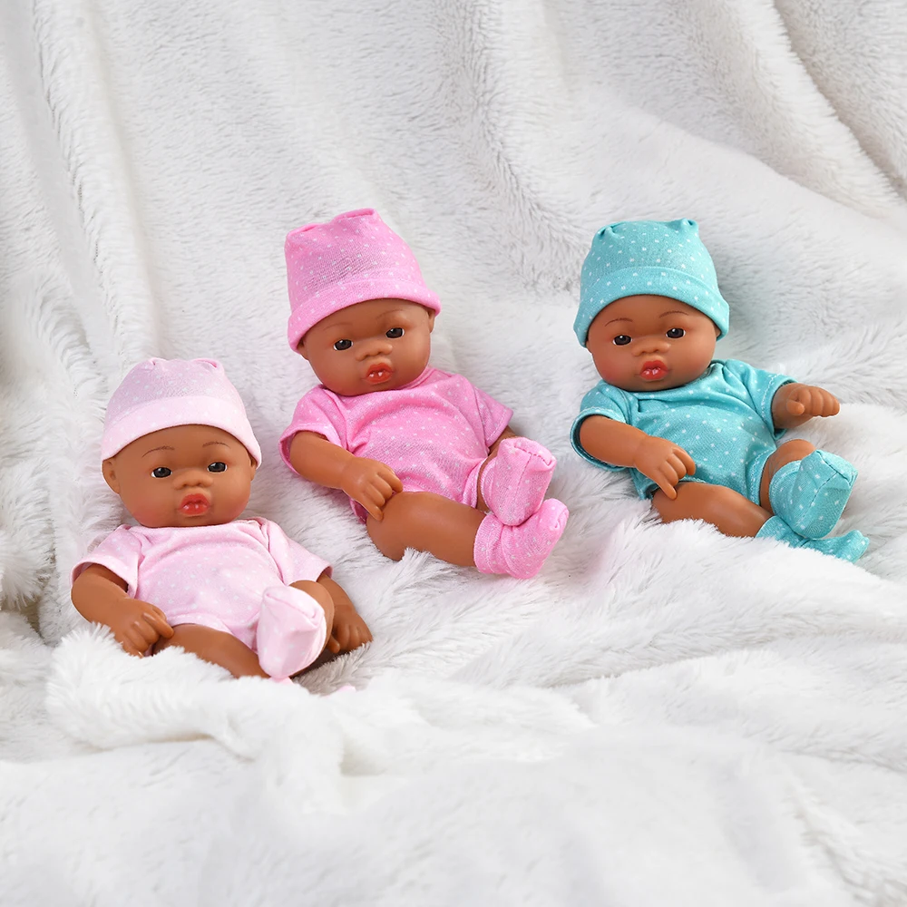 Brown Reborn Dolls Mini Soft and Full Body Vinyl Newborn Doll 20cm Baby Toys Soft Touch High Quality Doll for Children Toys Gift