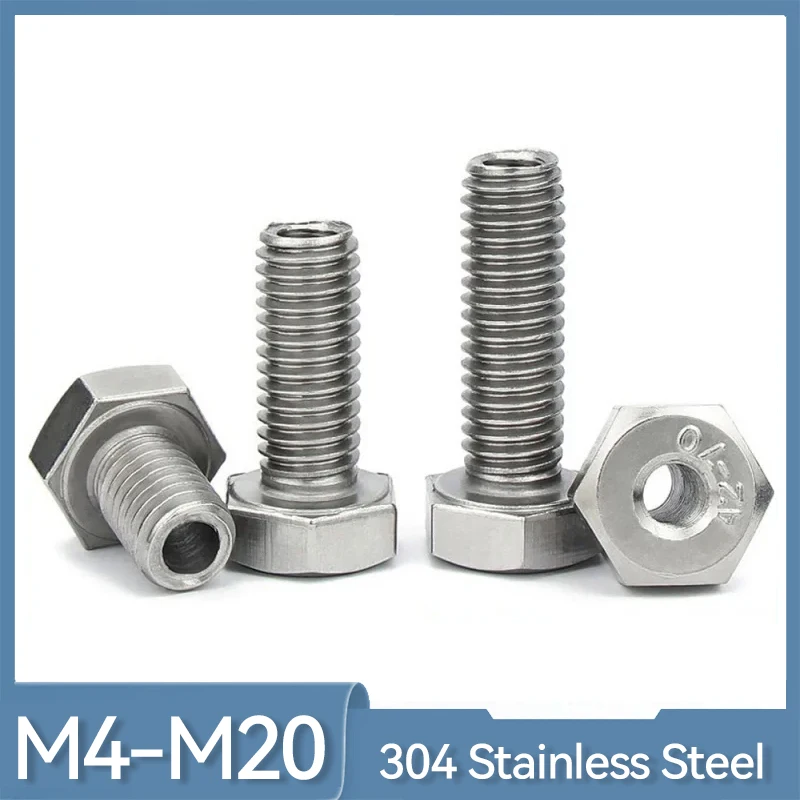 304 Stainless Steel Outer Hexagon Hollow Screw Hollow Bolt Mask Machine Through Hole Screw M4 M5 M6 M8 M10 M12 M14 M16 M20