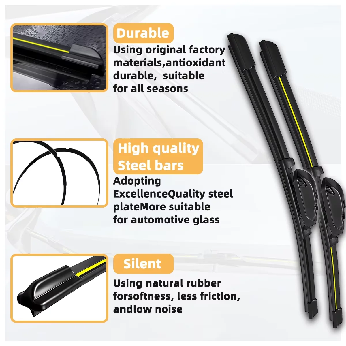 2PCS Front Wiper Blades Fit For Daihatsu Terios J200 F700 Thor M900S M910S 2006-2026 Car Premium Quiet Streak-Free Durable Parts view 2