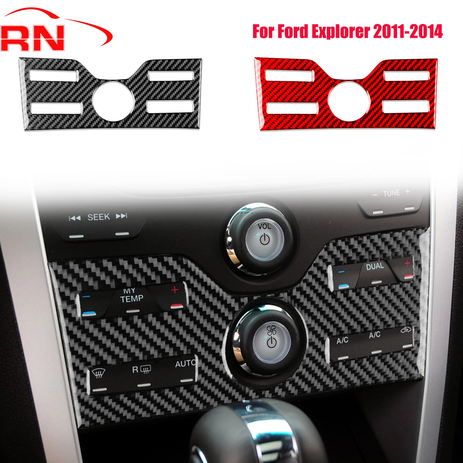 لفورد اكسبلورر 2011-2014 تعديل ألياف الكربون سيارة تكييف الهواء التحكم الحافة الداخلية اكسسوارات ملصق مزخرفة