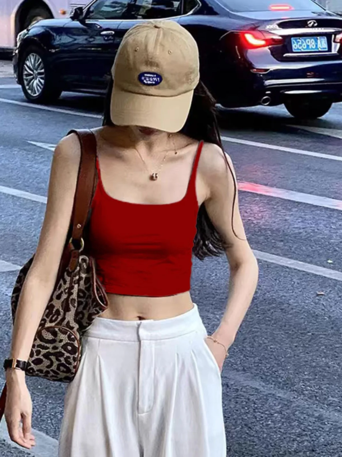 Red Strapless Vest Women's Summer Outdoor Sports Bra Integrated Base Layer Backless Top with Chest Pad Short Style Commute