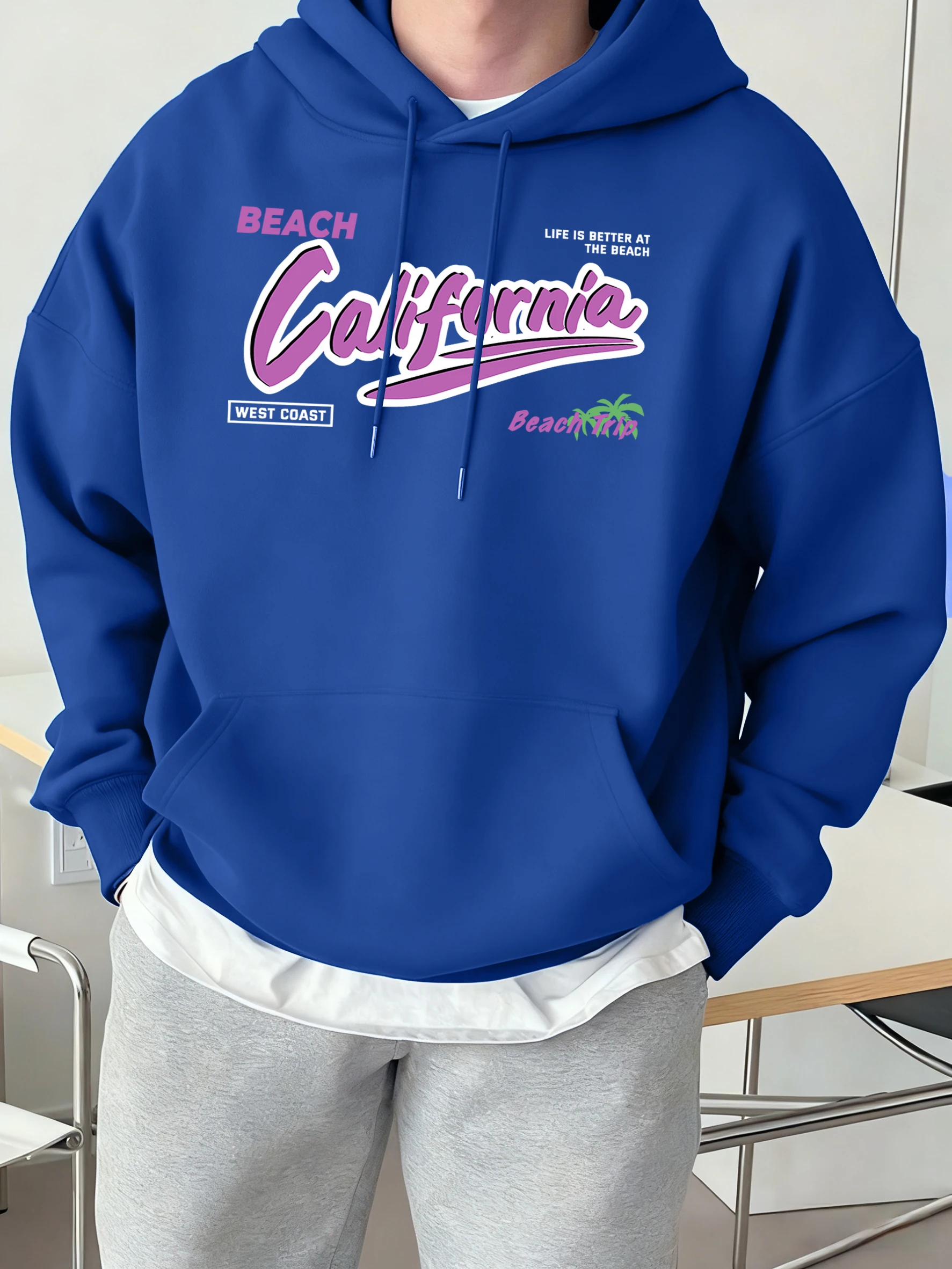 كاليفورنيا ويت كوست رحلة الشاطئ طباعة الرجال هوديي الخريف بلوزات فضفاضة لينة الشارع القمم كل مباراة الصوف للجنسين ملابس رياضية