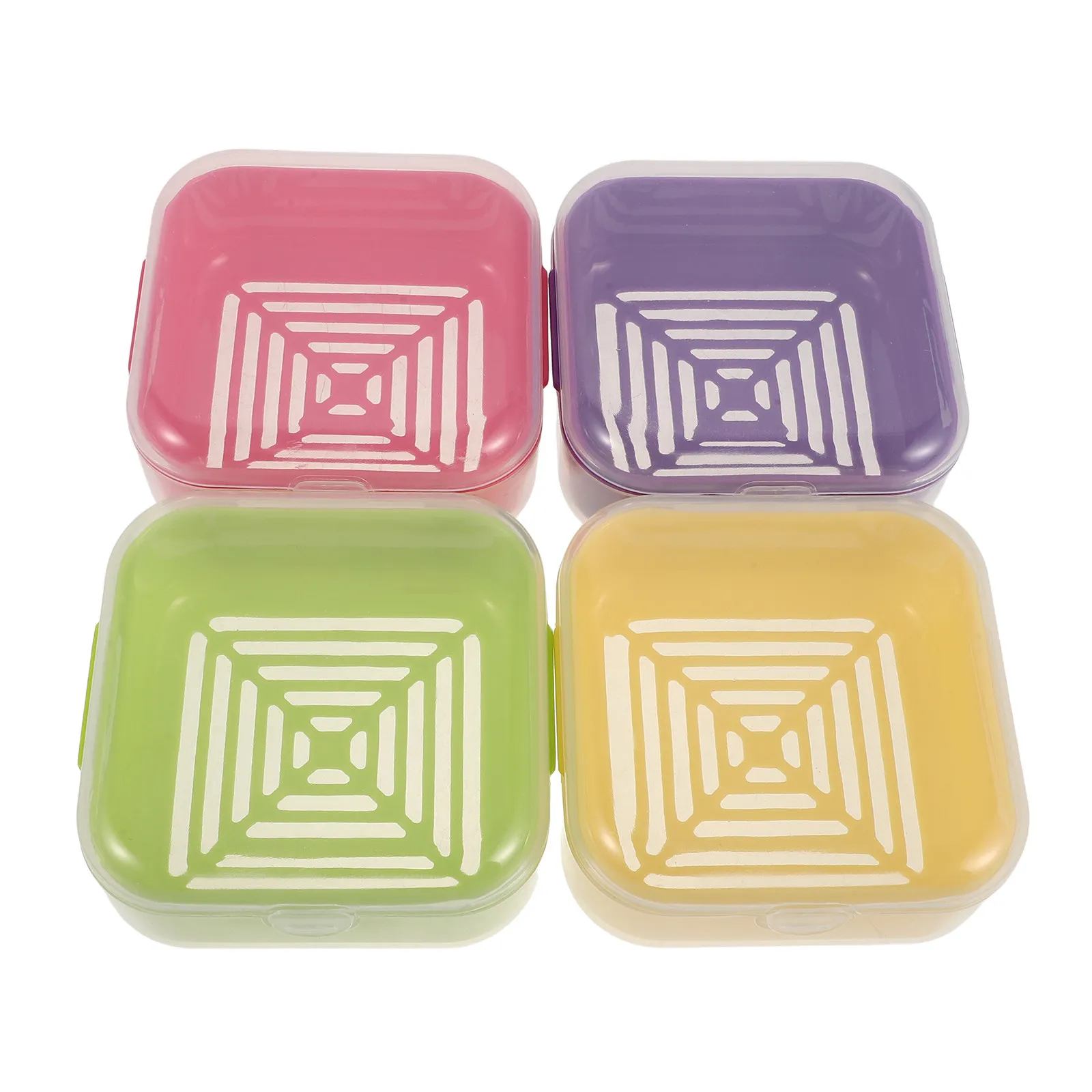 4Pcs Portable Soap Dish Drainage Double Layer Plastic Box Secure Lid Travel Bathroom Shower Holder Drainable Soap Storage