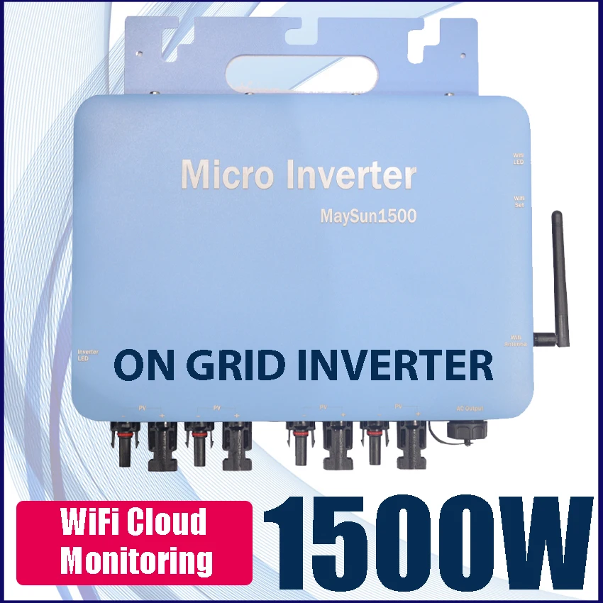 1500W On Grid Solar Micro Inverter With MC Connector WIFI Cloud Monitor Function 220V230V/110V120V AC Waterproof 60VPV 1.5KW