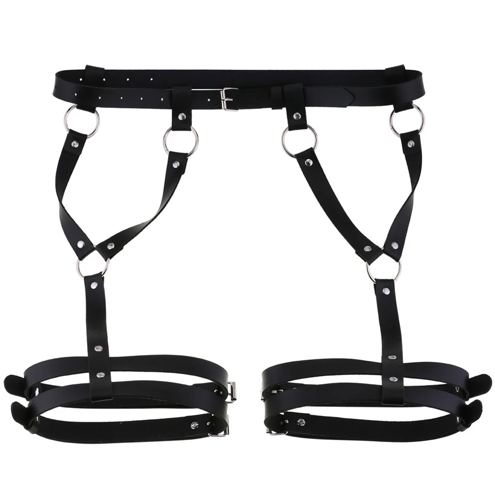 Punk Leather Harness Sexy Leg Garter Belt Body Bondage Women Underwear Sword Belts BDSM Gothic Rave Clothing Suspenders