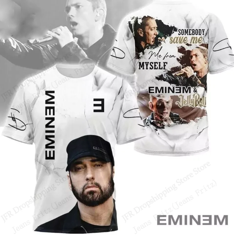 2026 Rap Rapper Eminem Album 3d Print T-shirt Men Women Fashion Street Plus size Short Sleeve Tops Tees Men Clothing Slim Shady