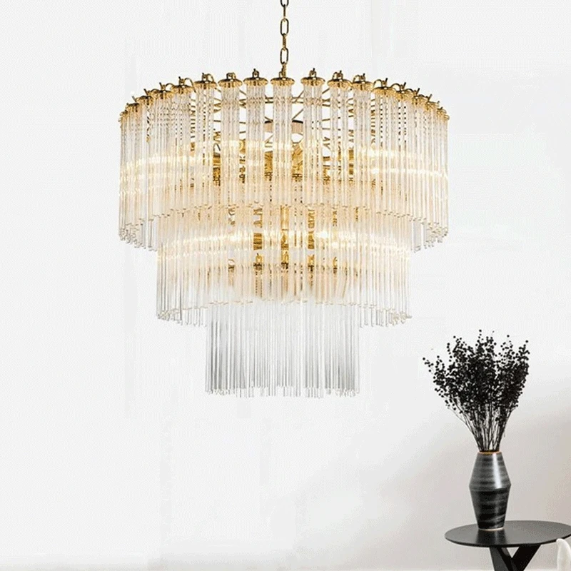 

Nordic Style Light Luxury Post-modern For Living Room Crystal Chandelier Simple Creative Glass Villa Dining Room Pendent Lamp