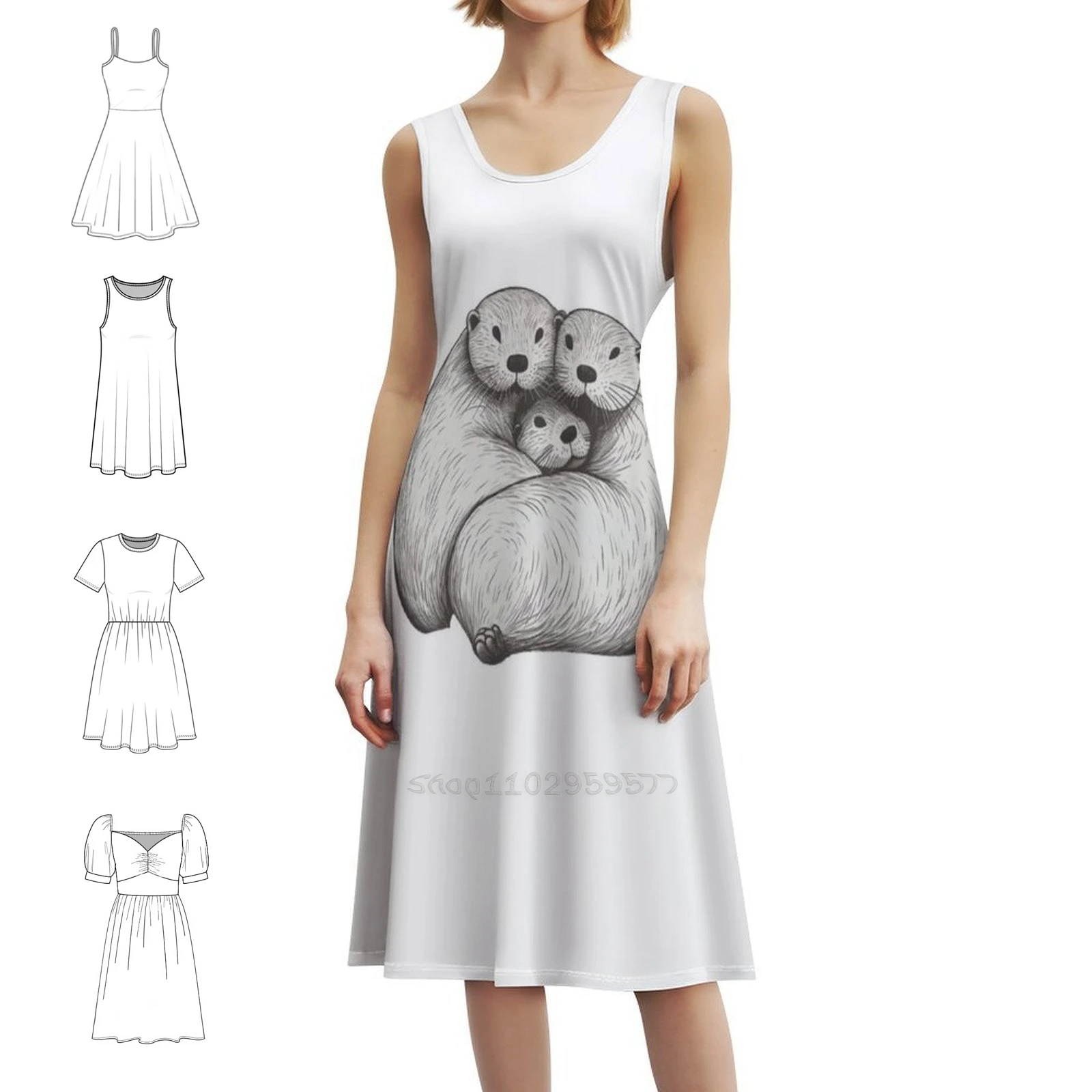 

Сексуальное семейное платье выдры для женщин, мини-платье для пляжной вечеринки, дня рождения, милое женское платье выдры для всей семьи, выдры