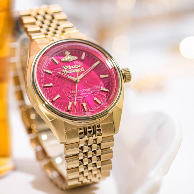 Кварцевые часы Vivienne Westwood Dragon Fruit с красным и золотым стальным ремешком