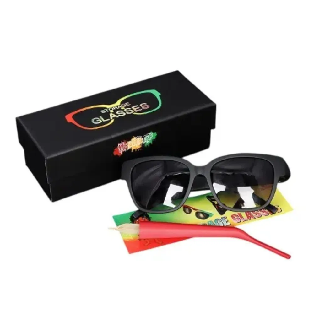 Goggle Sunglasses with Cigarette Hidden Collector Anti-Strong Light Dark Glasses Cigarette Organizer Cigar Collector for Outdoor
