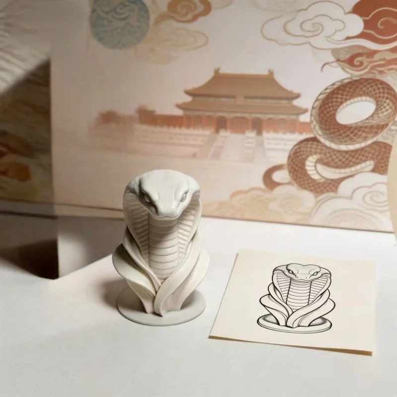 3D Print Chinese Zodiac Snake Ornament Chinese Style Internet-famous Home Decoration for Office Living Room Desktop Entrance