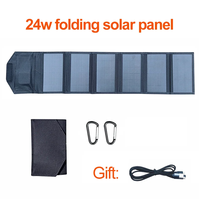 24W Monocrystalline Silicon Folding Solar Panel Mobile Phone Fast Charge 5V USB Outdoor Photovoltaic Plate Charging PV Cells Kit