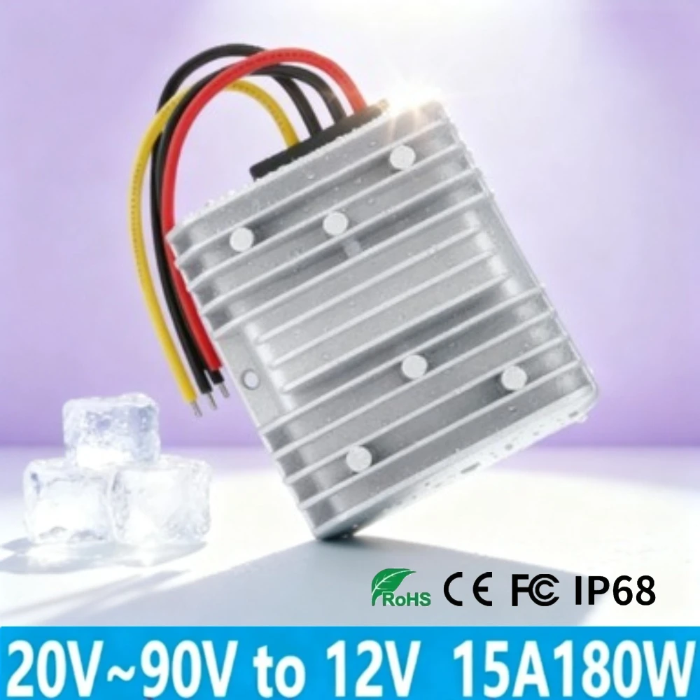 

20-90V to 12V 24V 36V 48V 60V 72V to 12V 8-15A DC to DC converter Step Down Voltage automotive Supply Stabilizer Module for Car