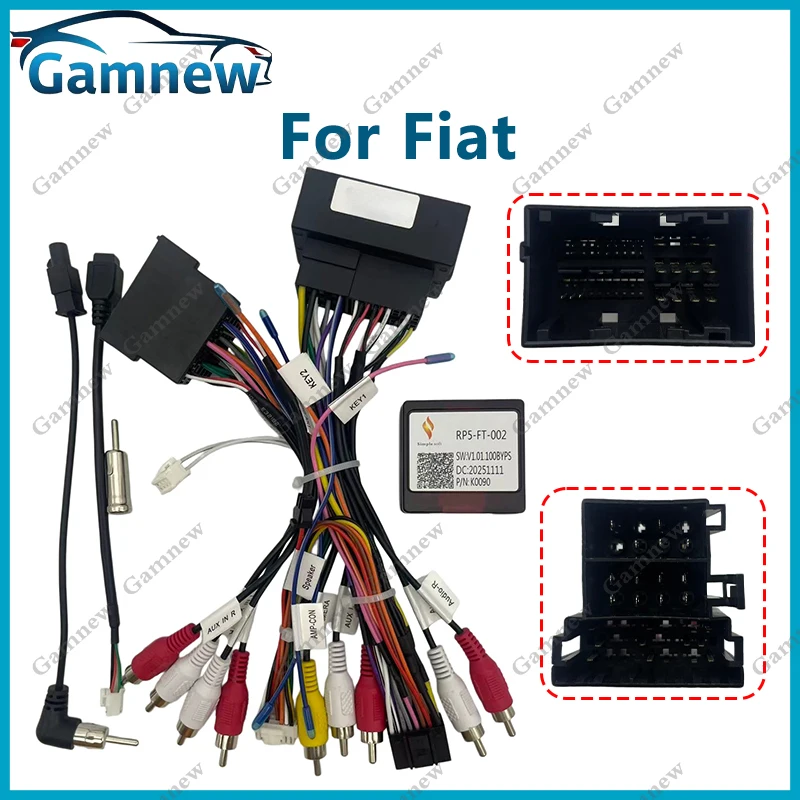 

Кабель для автомобильной магнитолы, 16-контактный разъем для подключения питания, адаптер CANBus для Fiat Doblo, 500, Ducato, Egea, Strada, Toro, Argo, Cronos