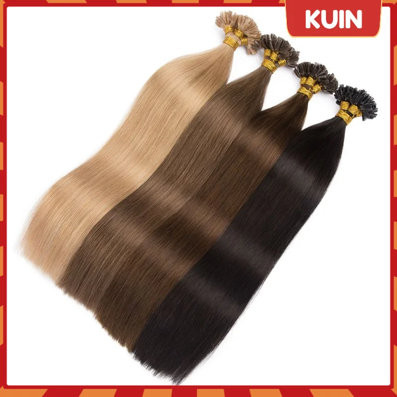 Straight Human Hair Nail/U Tip Hair Extensions Keratin Capsules Fusion Hair Extensions Natural Colored 0.8g 1g/Pc 12-26inches