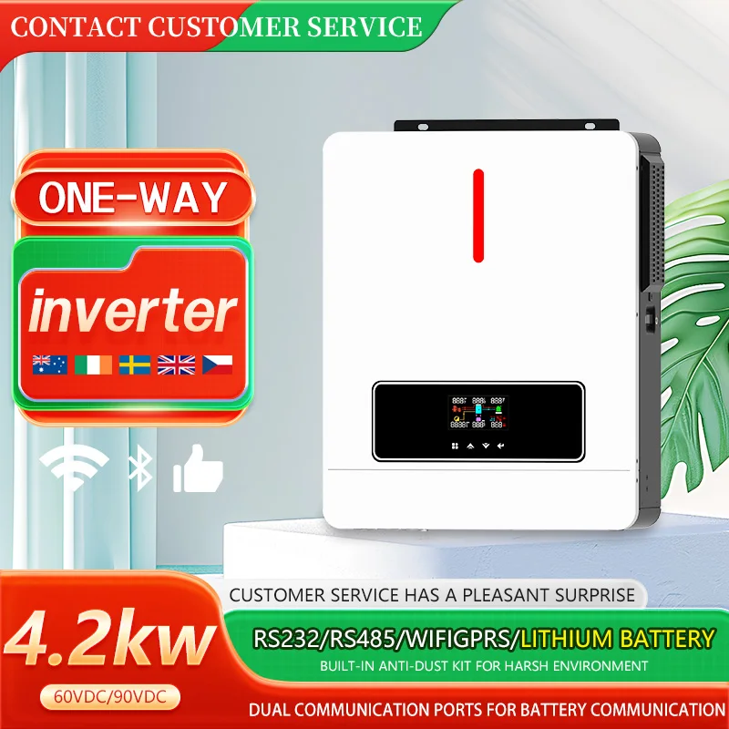 4.3kw موجة جيبية نقية عاكس الطاقة 110 فولت 220 فولت قابل للتعديل للنظام الشمسي المنزلي RV مخزون الولايات المتحدة