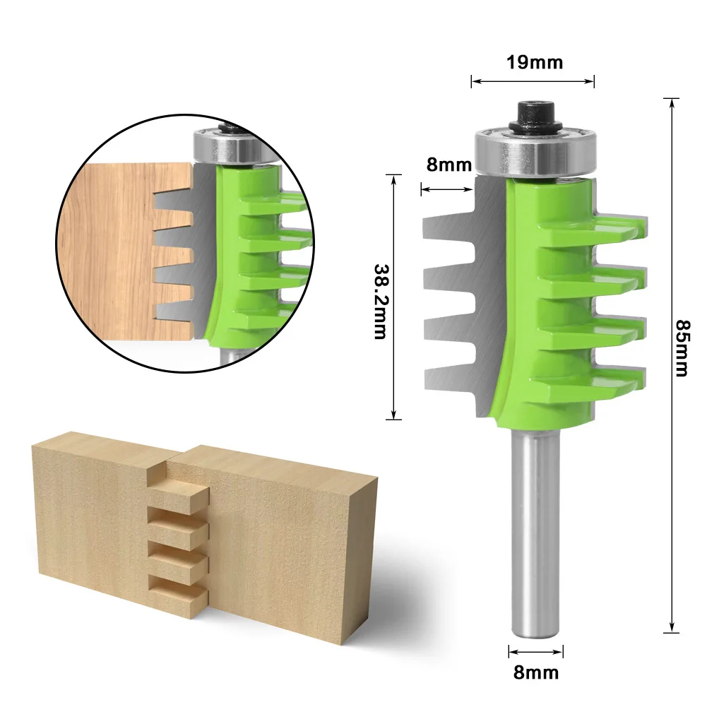 1PC 8MM Shank Milling Cutter Wood Carving Rail Stile Finger Joint Glue Router Bit Cone Tenon Woodworking Cutter Power Tools