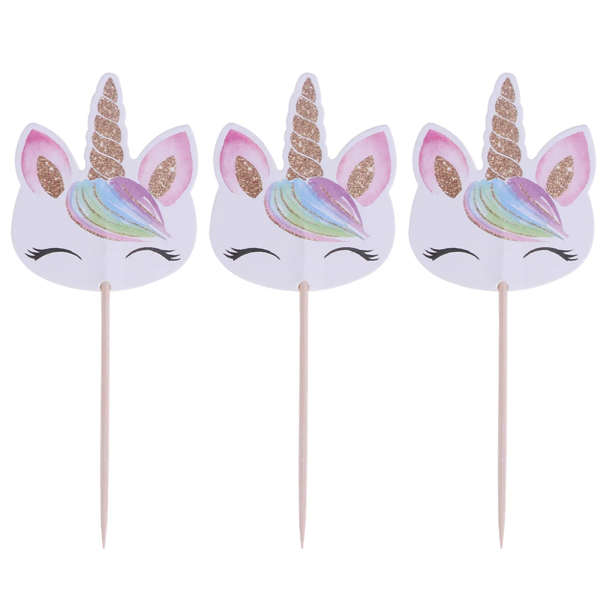 

24pcs Cake Toppers Double Sided Eco Friendly Picks For Cake Cupcake Muffin Bread Fruit Decorations Child Birthday Party