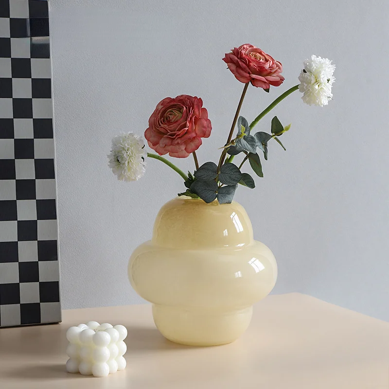 

Home Cream Middle Ancient Glass Vase Decorations ins Soft Decoration Advanced Home Living Room Floral Ware